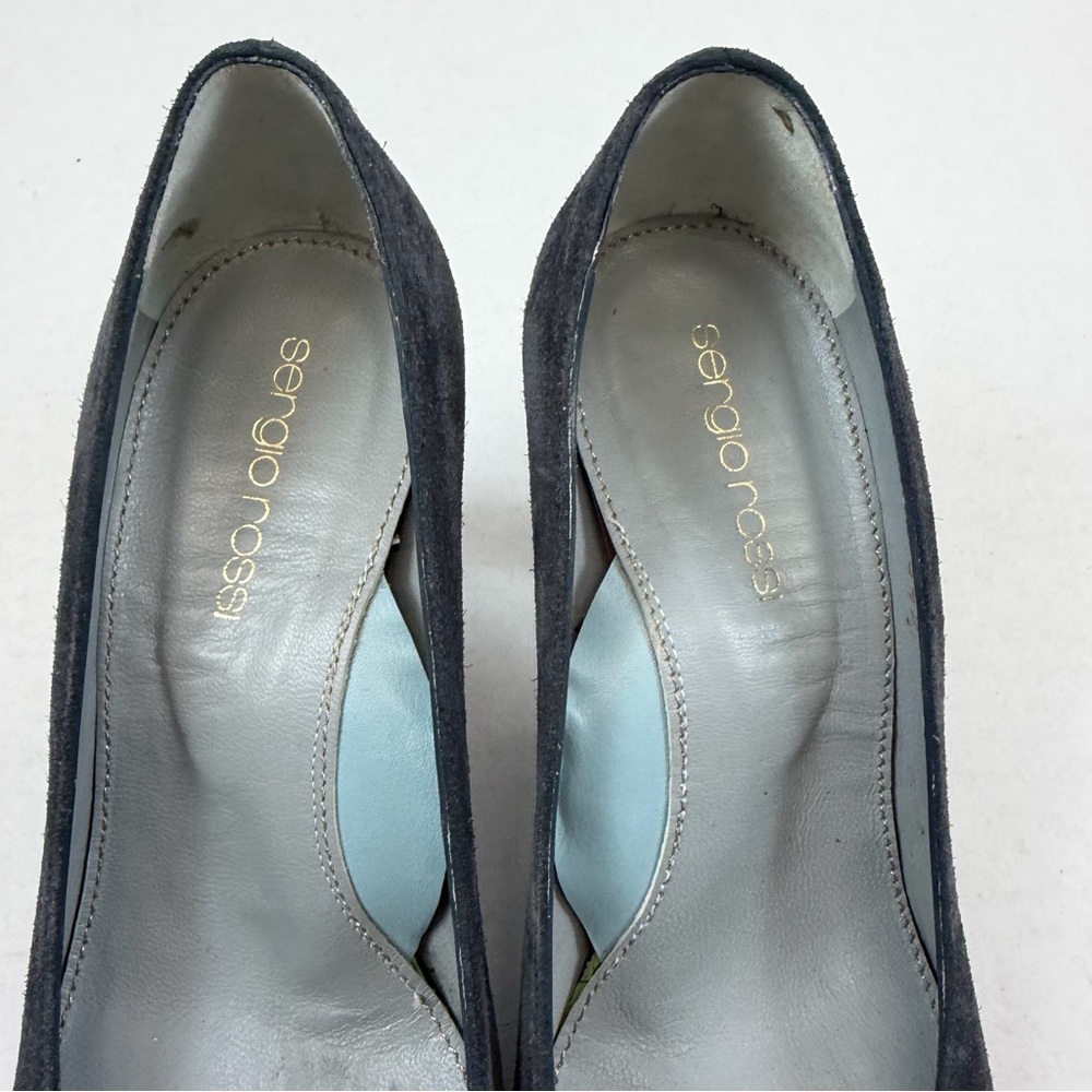 Sergio Rossi Black Suede Leather‎ Sole Pumps Size 34.5 (US 4.5) - Picture 3 of 7